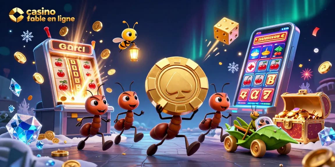Un groupe d'insectes en plein vol du casino fiable en ligne transportant un jeton géant dans un tunnel.