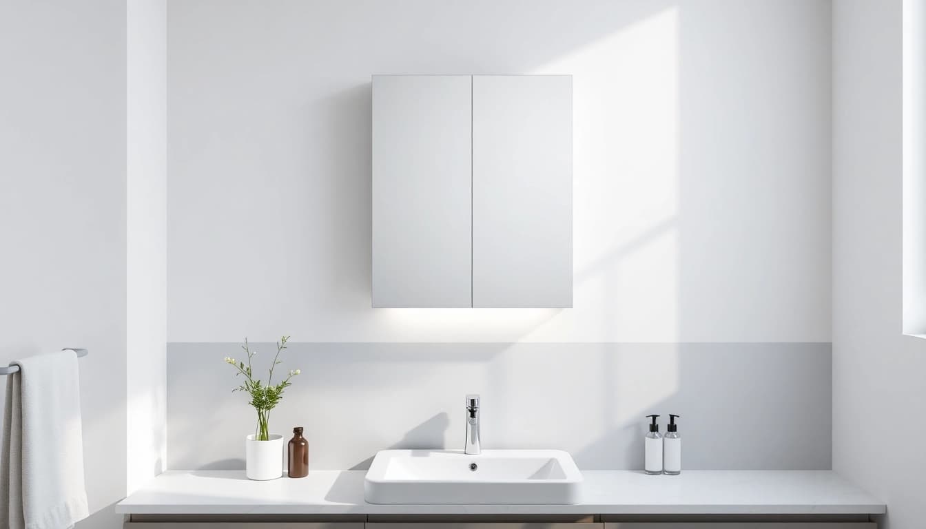 Browse a stylish led bathroom mirror Cabinet integrated into a modern bathroom design.