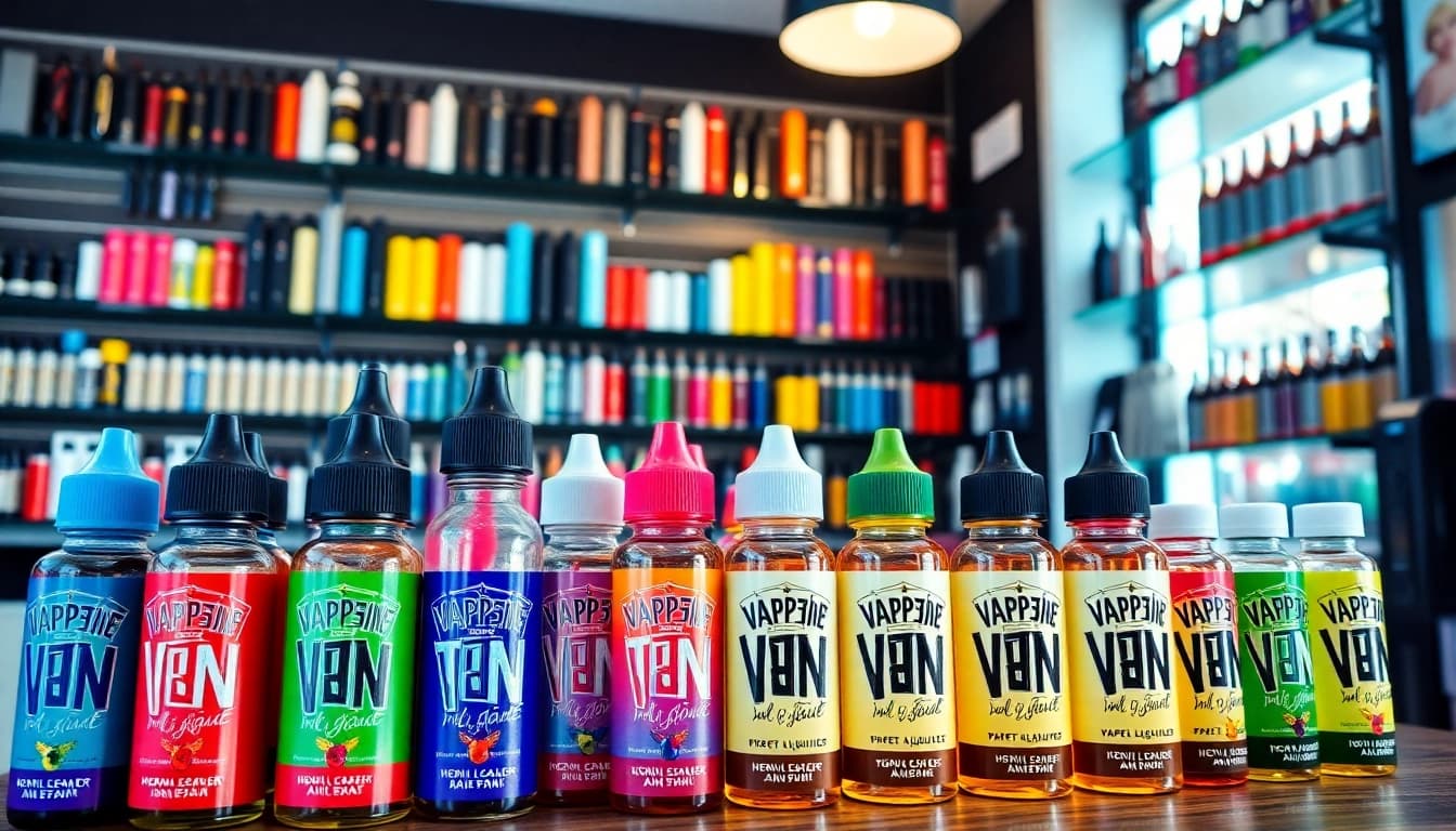 Showcase of products at Vape Juice Depot highlighting the vibrant variety of vape juices.