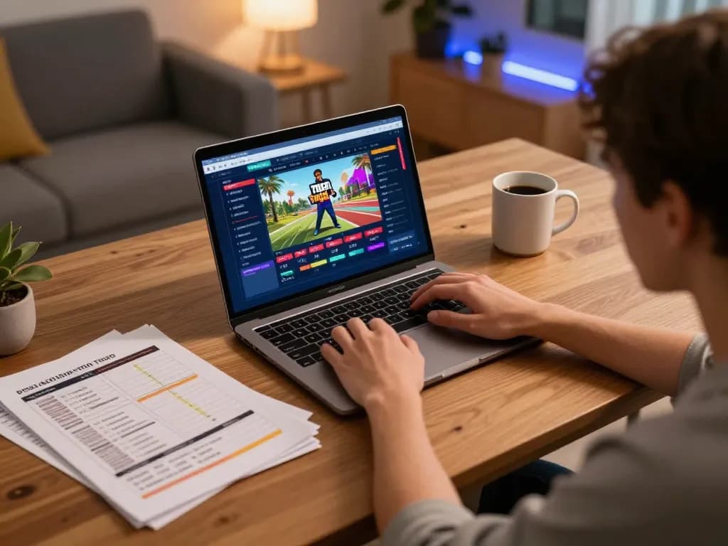 Engaging online gaming moment with GTA togel displayed on laptop, showcasing strategic gameplay.