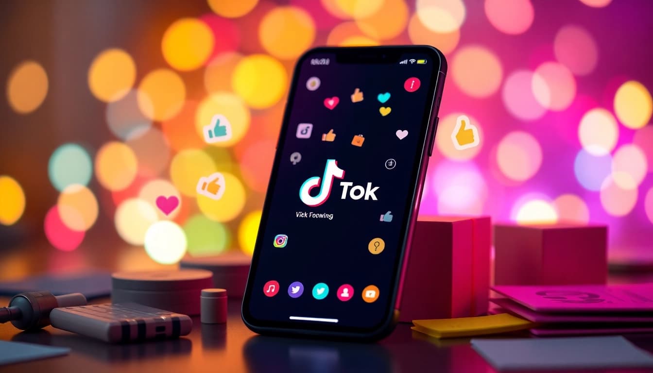 tiktok いいね 買うでフォロワーを増やすためのスマホ画面の色鮮やかなビジュアル。