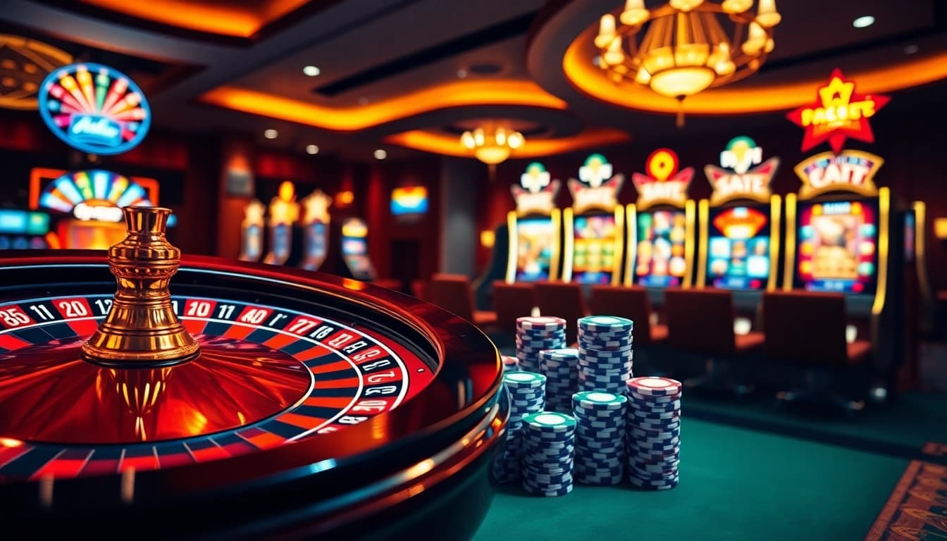 Découvrez l'excitation d'un casino en ligne france fiable, avec des éléments de jeu vibrants comme la roulette et les jetons de poker.