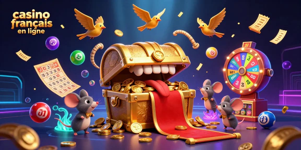Plongez dans l'univers captivant du casino français en ligne avec une illustration 3D vibrante.