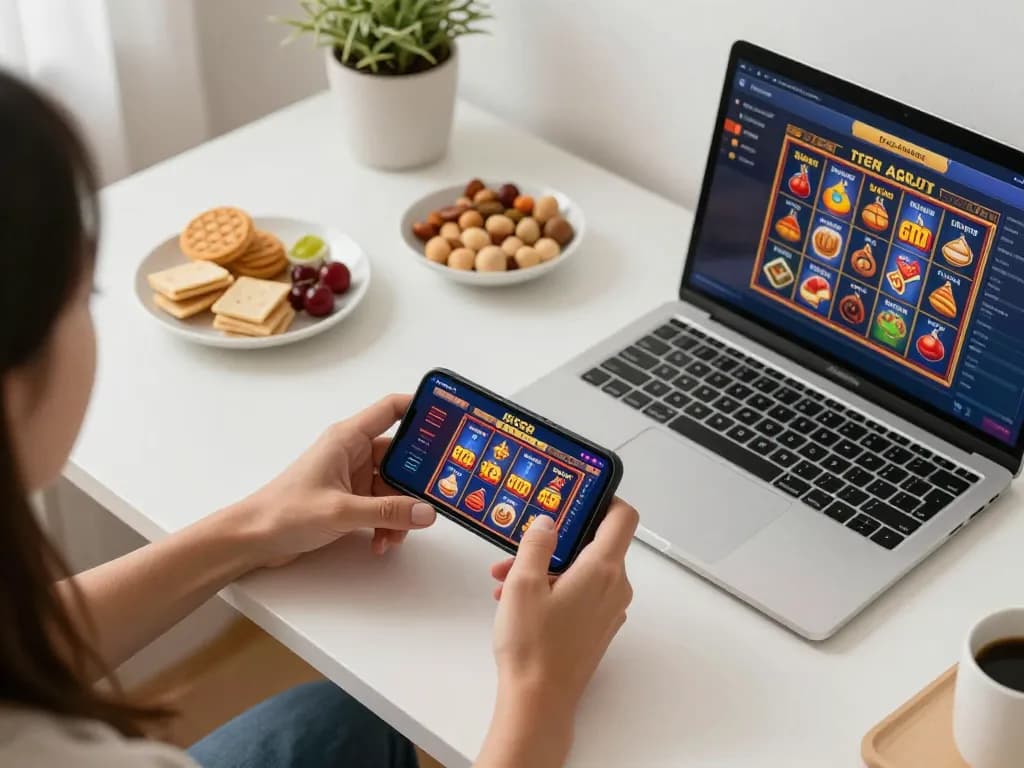 Engaging in slot gacor gameplay on a smartphone, showcasing vibrant graphics and strategy.