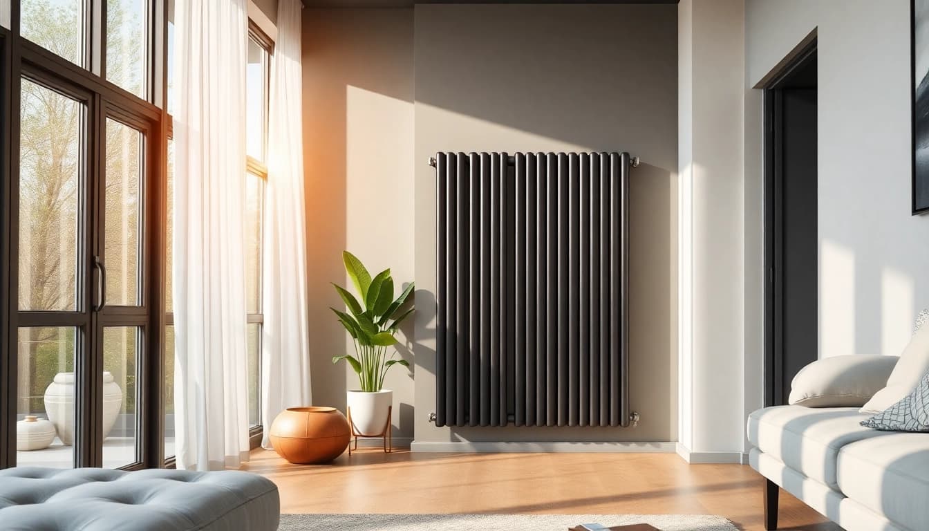 Heizkörper im modernen Wohnraum, elegant gestaltet und funktional.