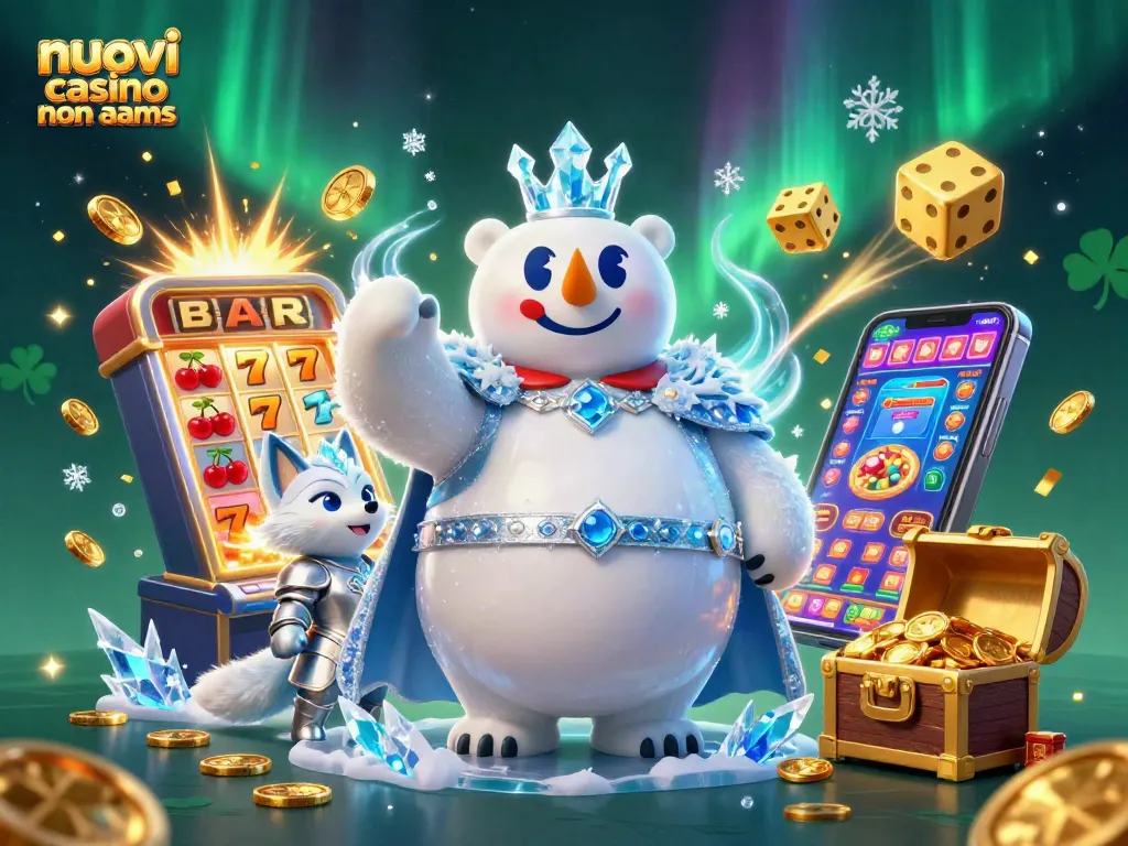 I diversi giochi offerti nei nuovi casino non AAMS emergono in un'illustrazione vivace e dinamica che cattura l'attenzione.