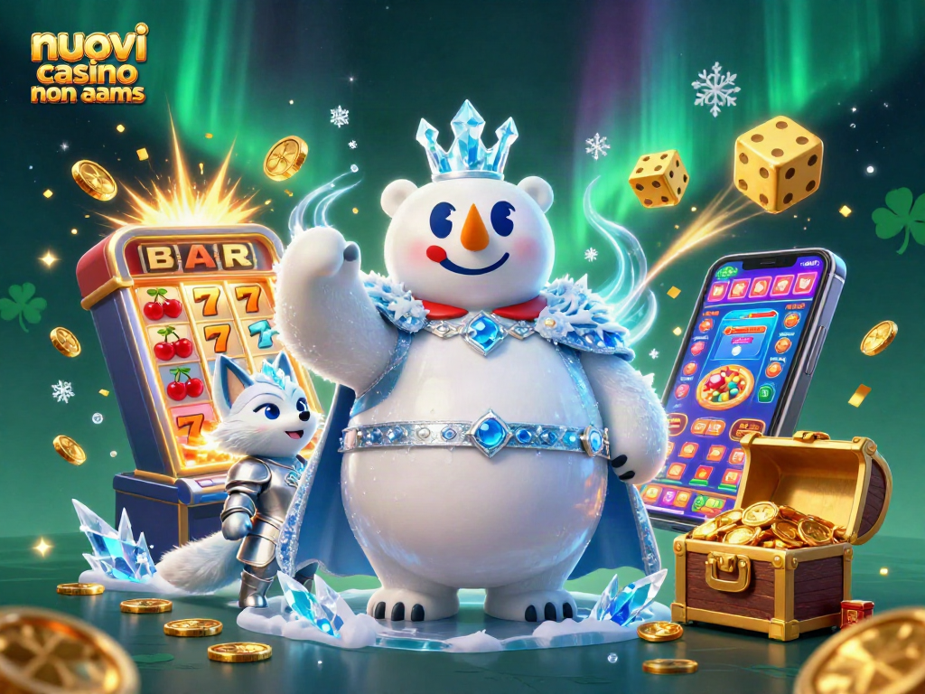 I diversi giochi offerti nei nuovi casino non AAMS emergono in un'illustrazione vivace e dinamica che cattura l'attenzione.