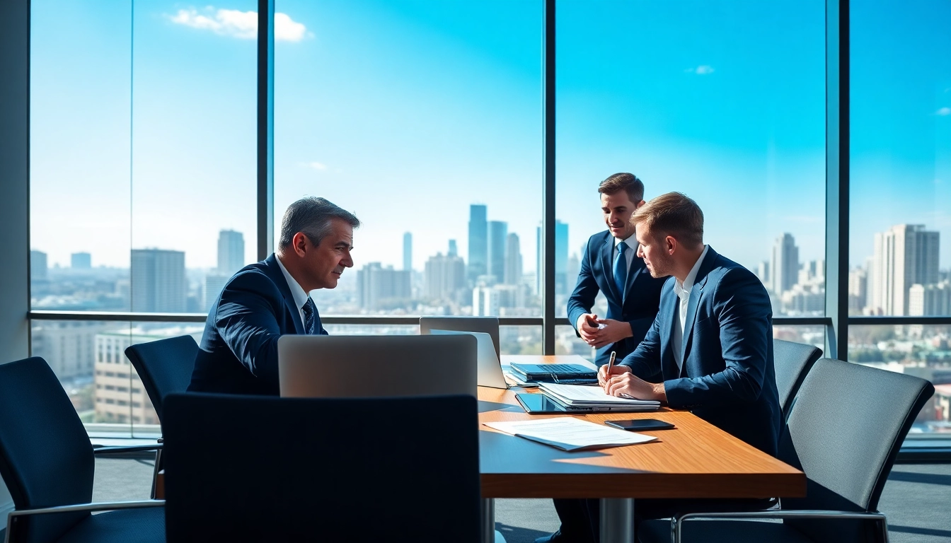 Consultants strategizing FCPA/DCAA/Flowdown/ITAR/EAR compliance in a modern office.