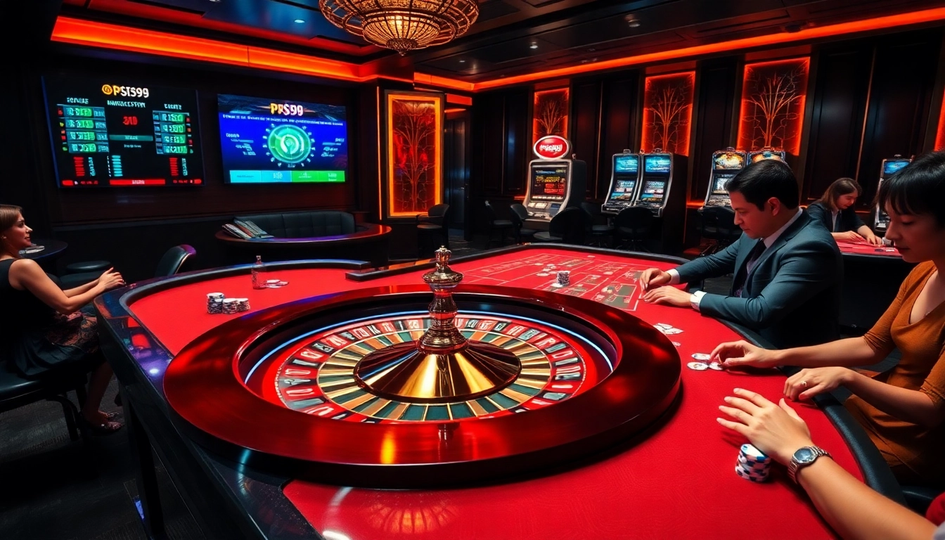 Experience high-stakes gambling at PS99 with vibrant casino tables and intense players.