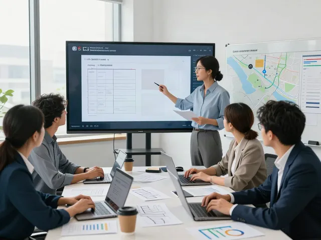 Team bespricht LTL Spedition Strategien in einem modernen Büro.