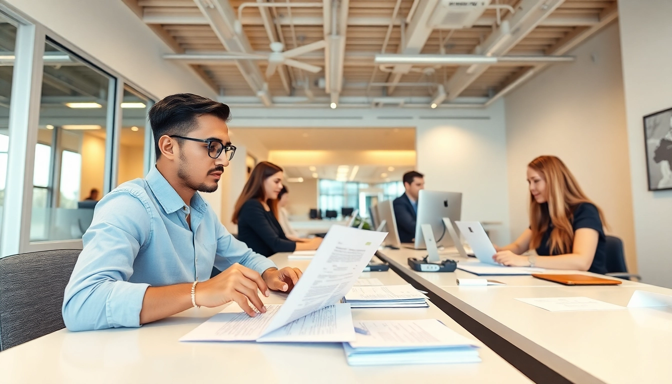 Streamlined process showcasing fast warranty claim decisions in a vibrant office setting.