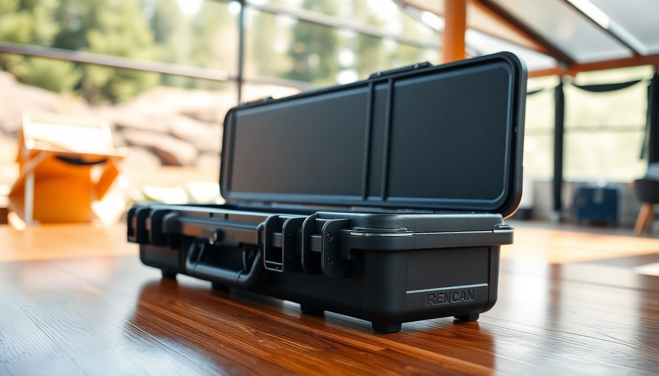 Securely showcase a pelican rifle case with rugged design and craftsmanship.