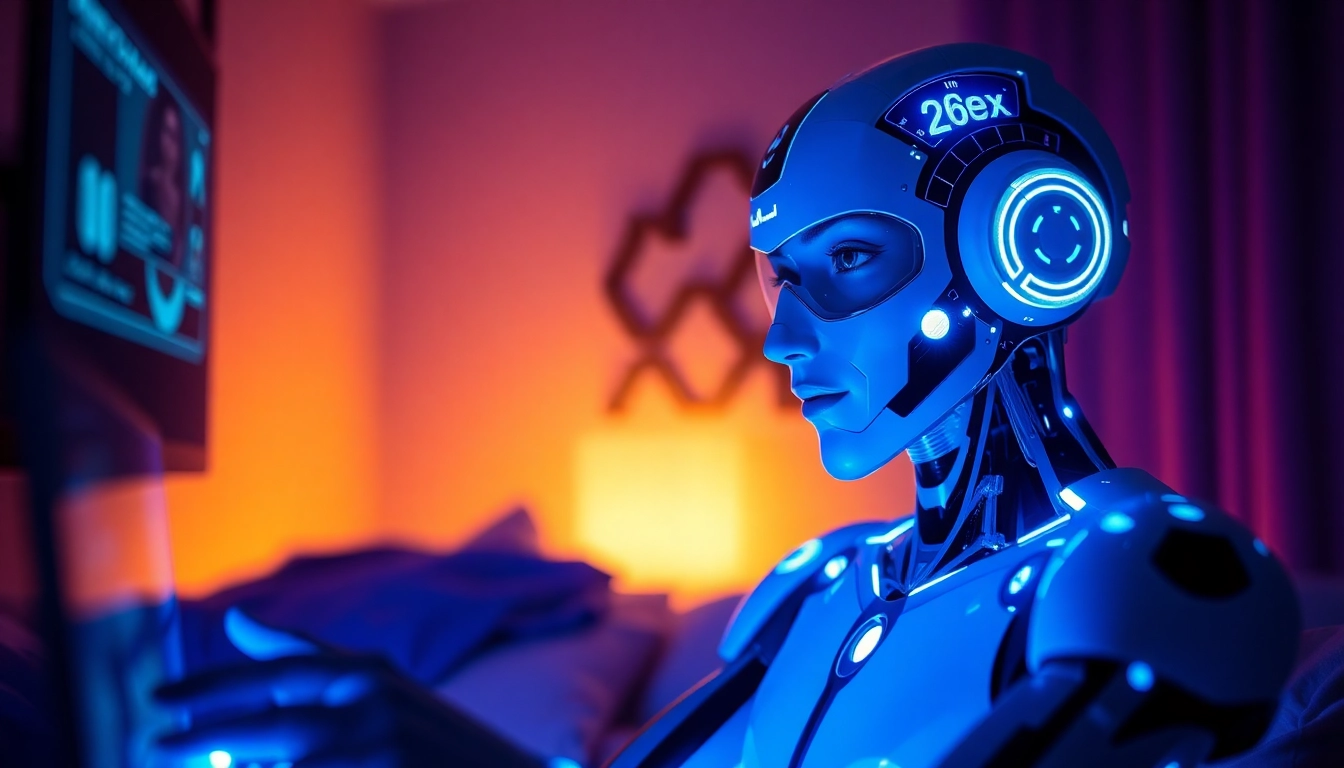 Engaging AI sex chatbot interaction in a cozy, ambient setting featuring modern technology.