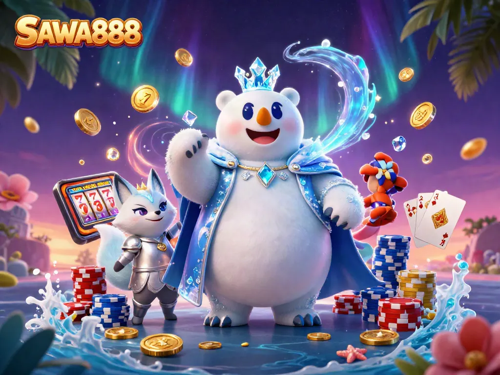 Engage with SAWA888's thrilling slots featuring lucky sevens and vibrant casino elements.