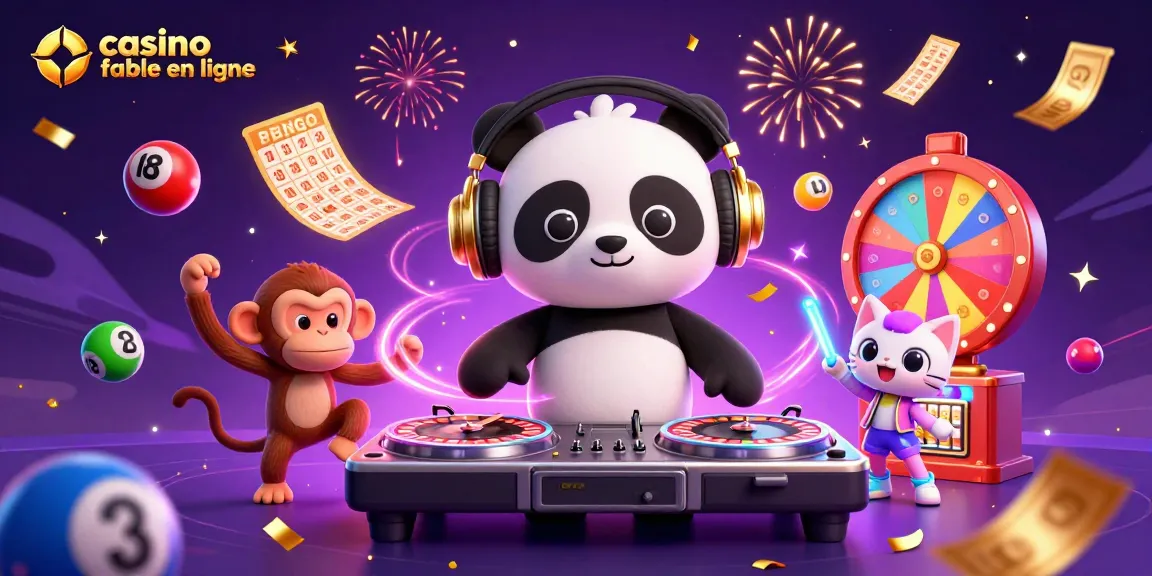 Dansez avec le panda DJ et le singe, découvrez le casino fiable en ligne rempli d'animations festives.