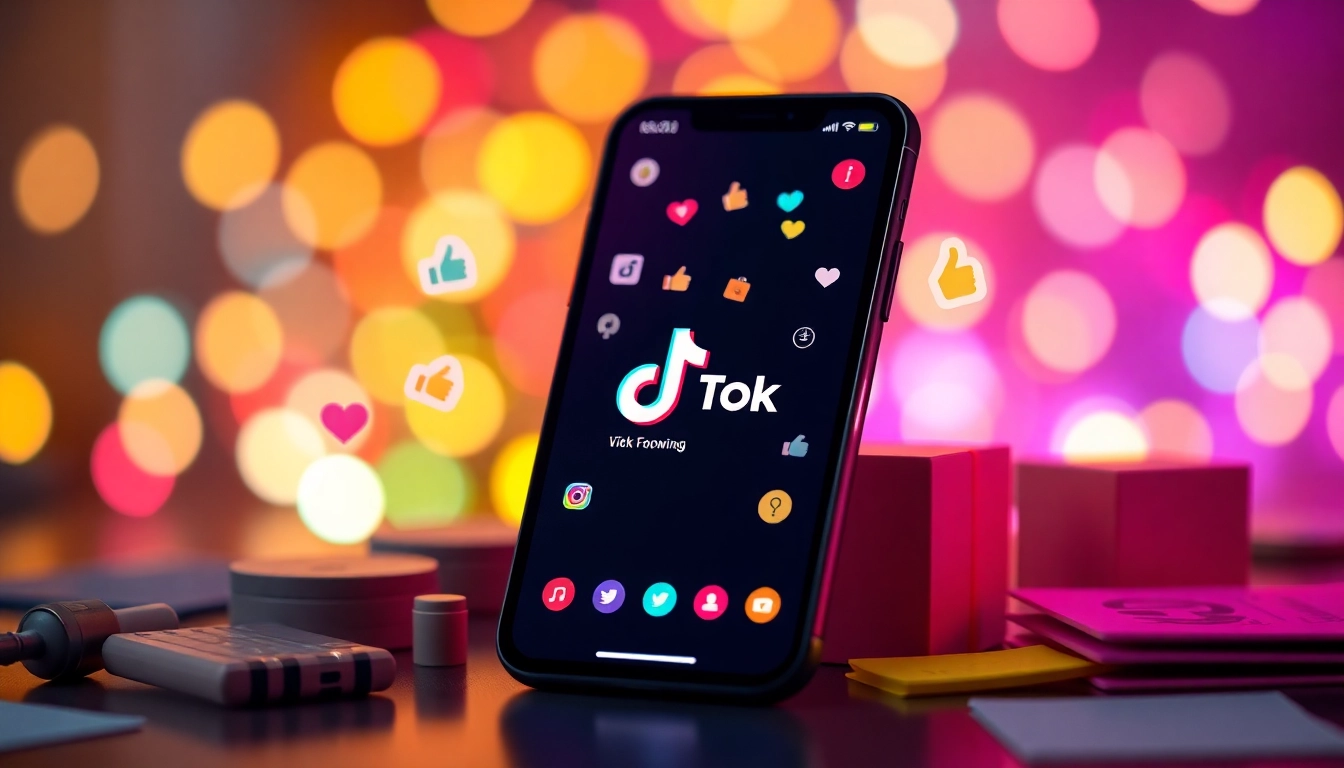 tiktok いいね 買うでフォロワーを増やすためのスマホ画面の色鮮やかなビジュアル。