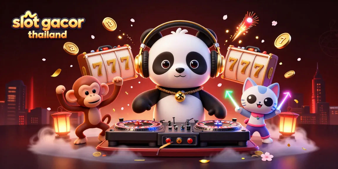 Experience the fun of slot gacor thailand with lively characters in this vibrant 3D casino illustration.