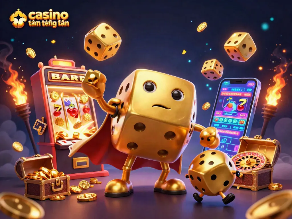 Trải nghiệm casino trực tuyến tặng tiền với hình ảnh lôi cuốn từ máy đánh bạc và các yếu tố vàng lung linh