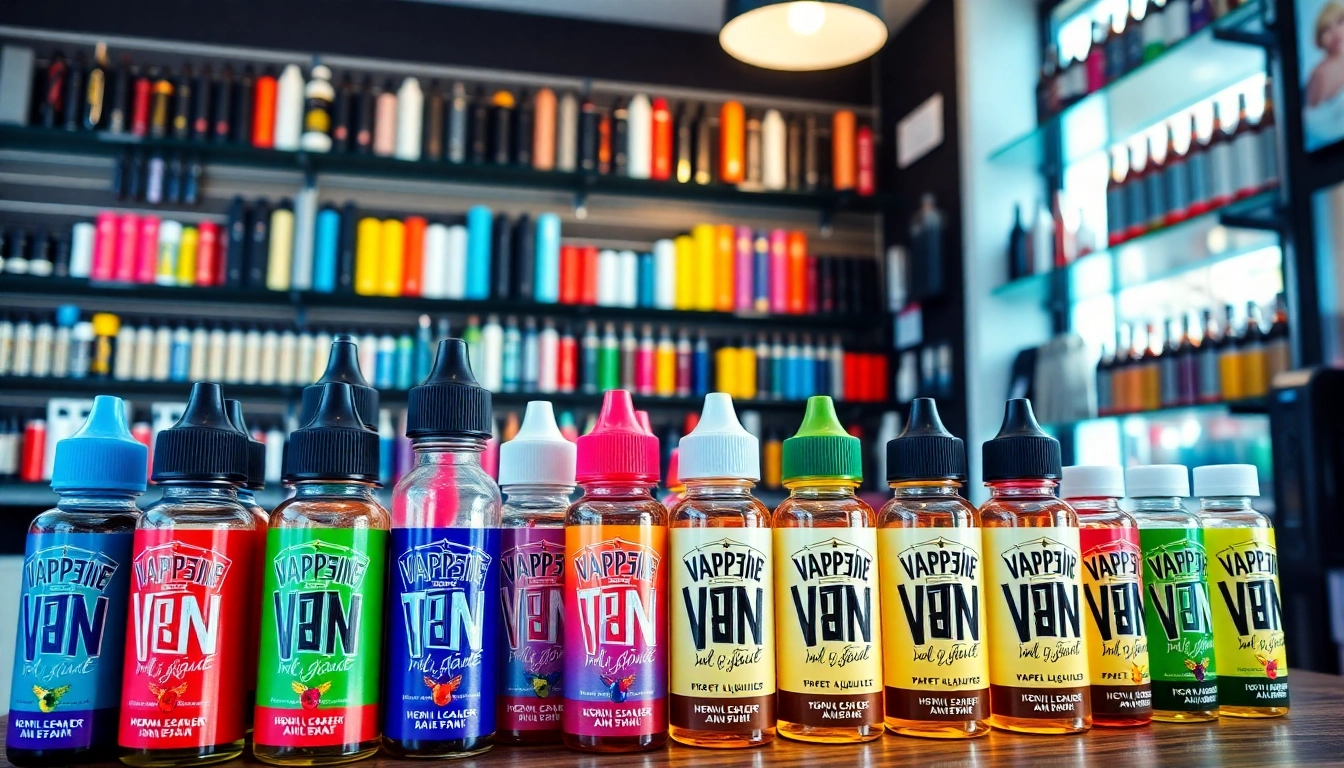 Showcase of products at Vape Juice Depot highlighting the vibrant variety of vape juices.
