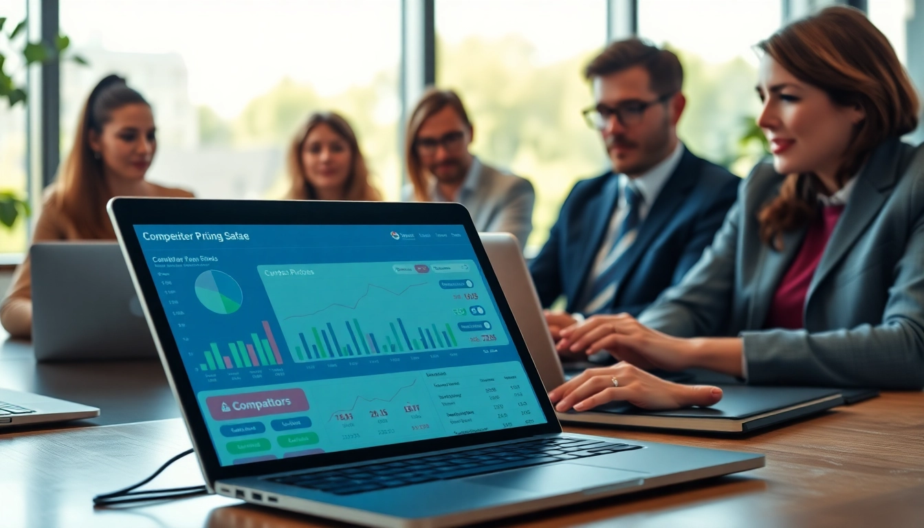 Analyze competitor pricing effectively through collaborative discussion in a modern office.