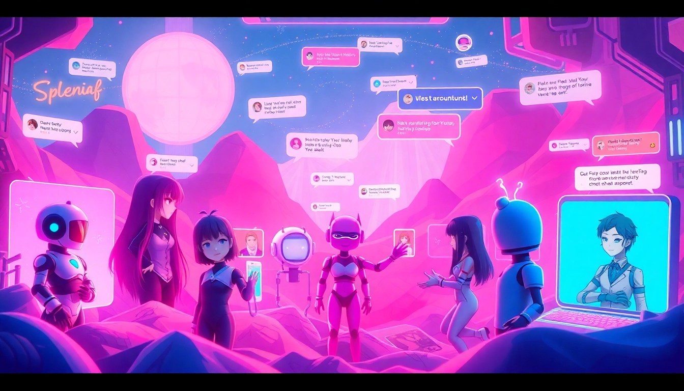Vibrant digital landscape showcasing the best NSFW AI chatbots and their character avatars.
