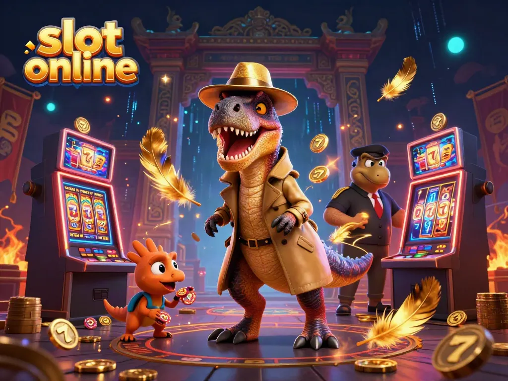 Gali jackpot dalam permainan slot online dengan velociraptor dan stegosaurus di kasino