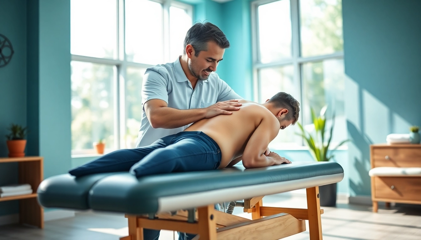 Chiropractor near me adjusting a patient in a welcoming clinic environment.