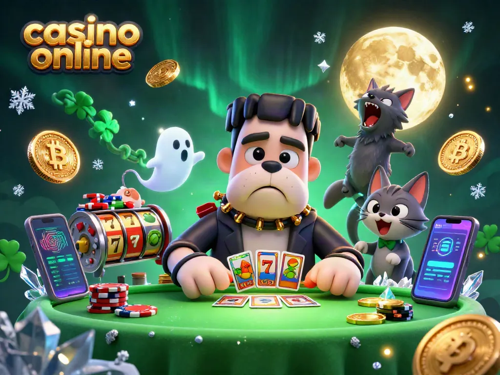Juega en un casino online con un perro Frankenstein en una escena mágica y espeluznante.