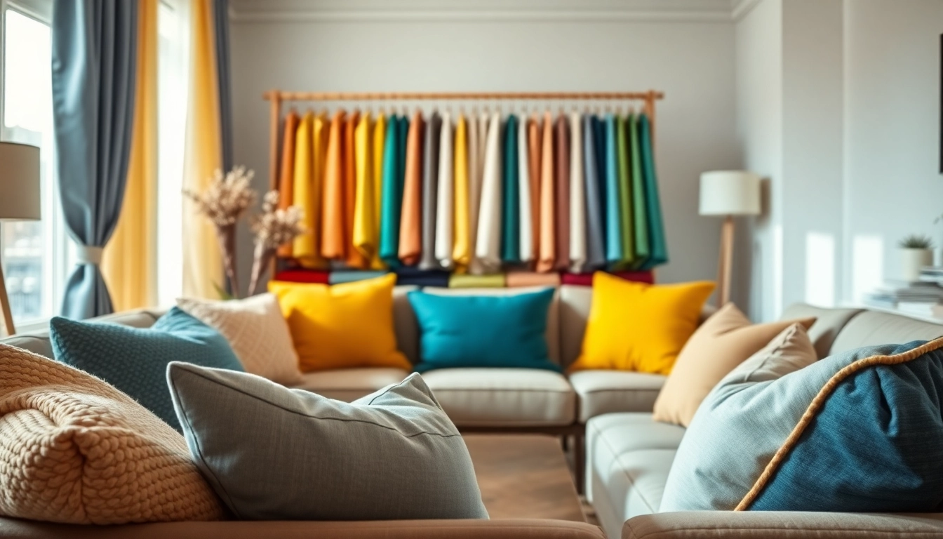Verken decoratieve stof in een gezellige woonkamer met kleurrijke textielaccenten.