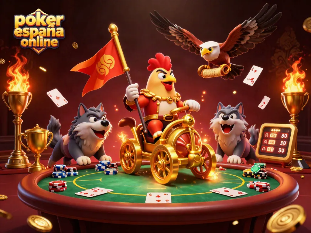 Juega al póker en las mejores salas de póker España online con esta ilustración dinámica y colorida.