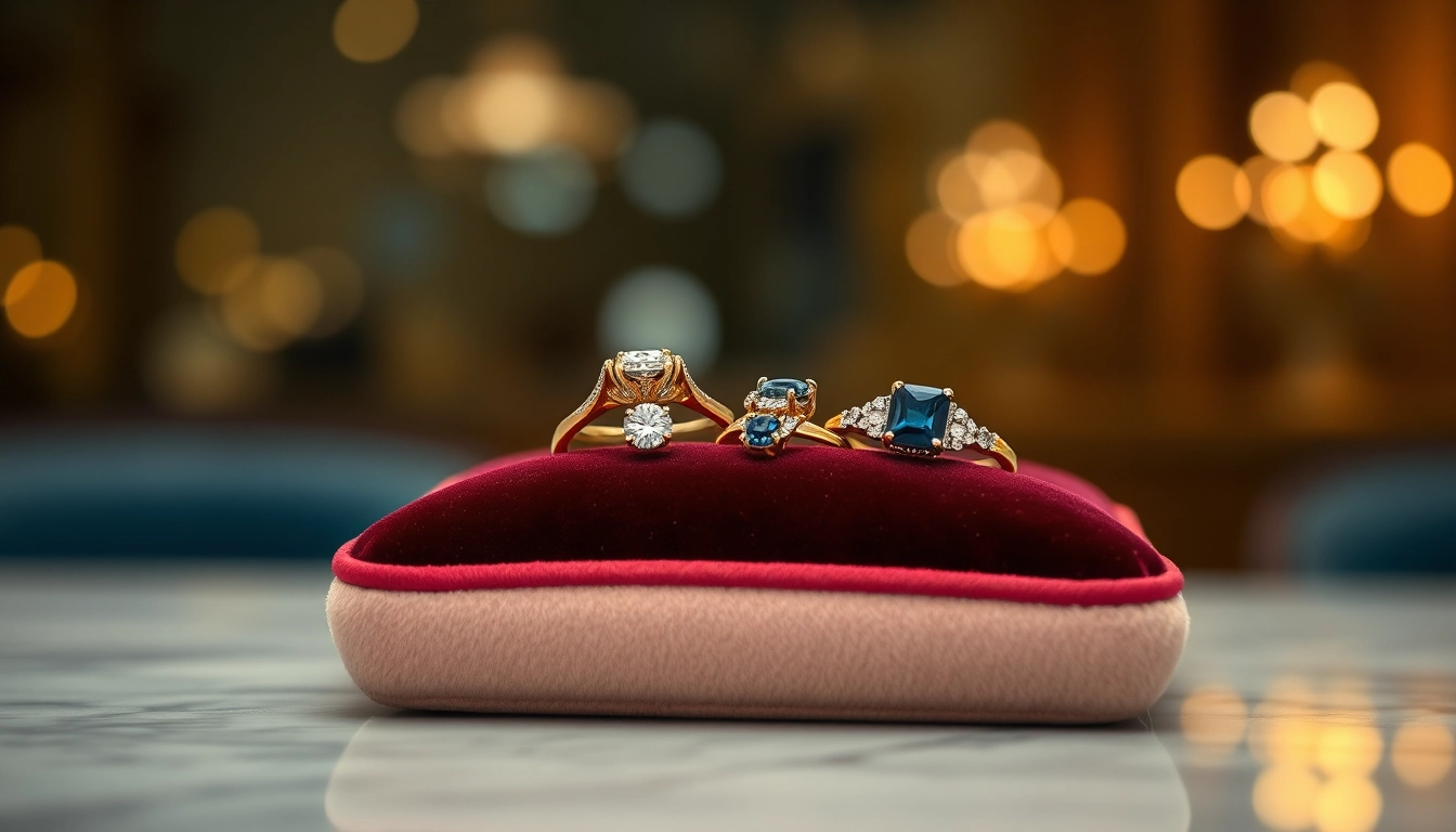 Admiring gorgeous couple rings on velvet, showcasing elegance and craftsmanship.