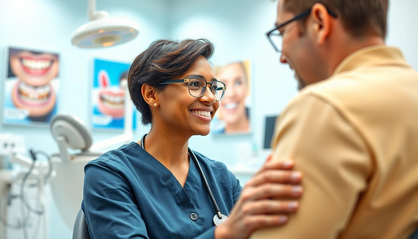 Professional orthodontist Edmonton consulting with a patient in a modern dental clinic.