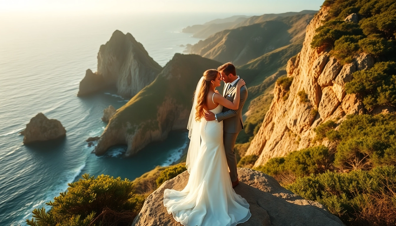 Couples joyfully capturing Big Sur wedding photography against a breathtaking ocean backdrop.