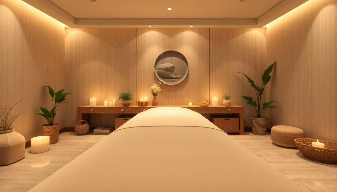 The inviting massage therapy studio from https://forumup.org/ with soft lighting and calming decor, featuring a massage table, plants, and candles.