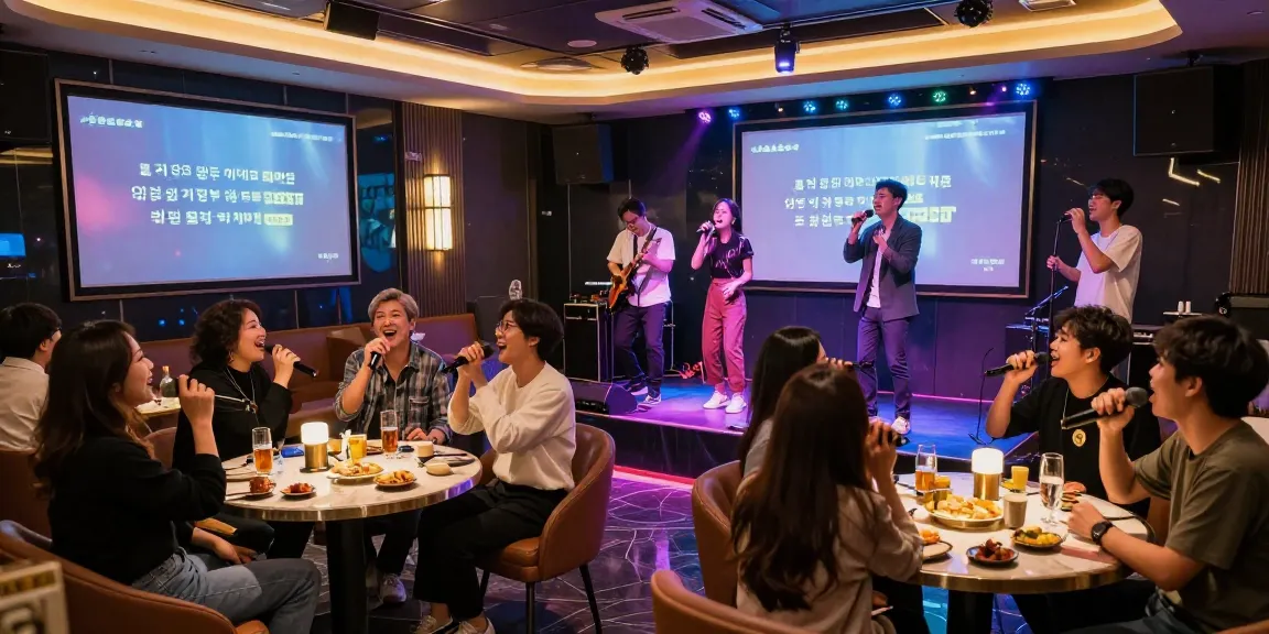 Vibrant atmosphere at 강남 달토 가라오케 with friends celebrating and singing, showcasing the lively nightlife experience.