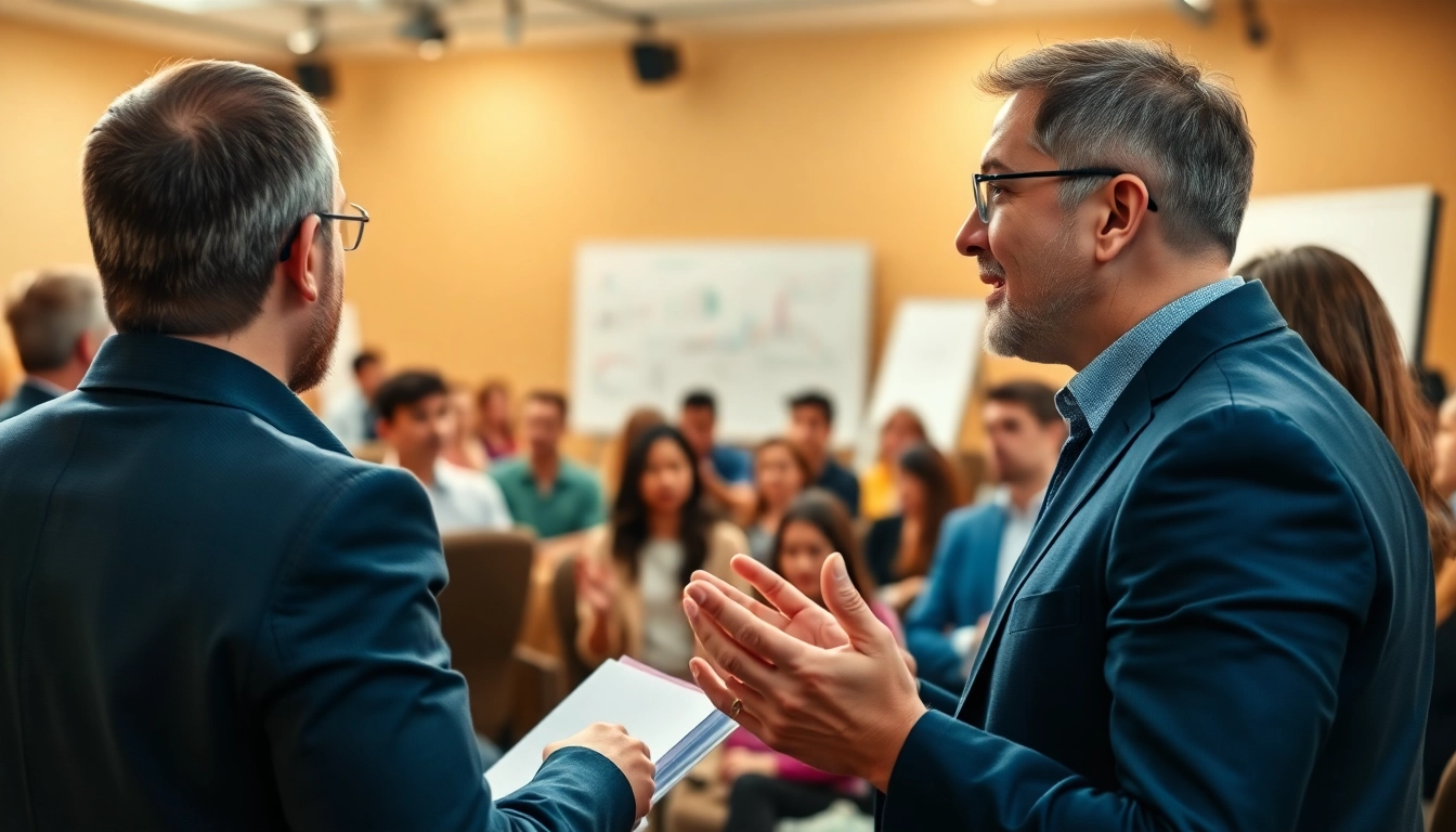 Engaging speaker sharing founder leadership insights at a modern conference.