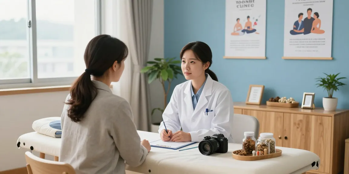 Consultation at Suwon한의원 with expert practitioner offering traditional Korean medicine treatments in a serene environment.