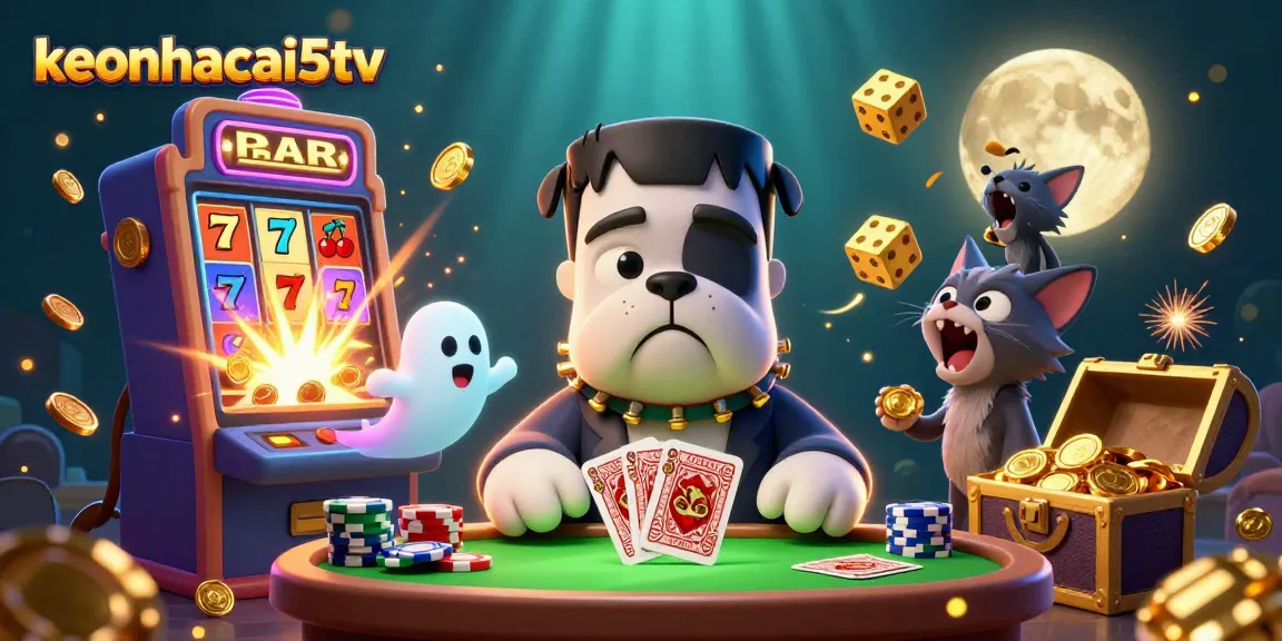 Engaging scene with keonhacai5tv characters dealing cards at a vibrant casino setting.