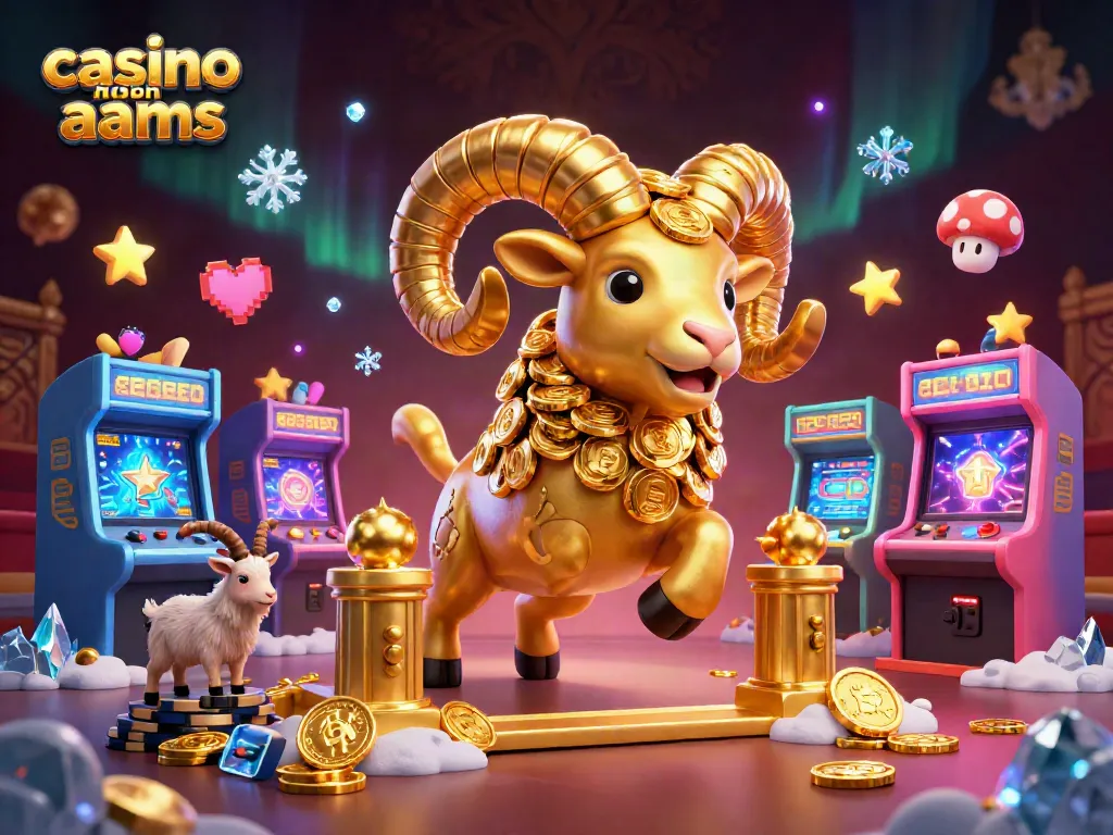 Giocatori si divertono nei casino non aams con un ram dorato e macchine da gioco luminose.