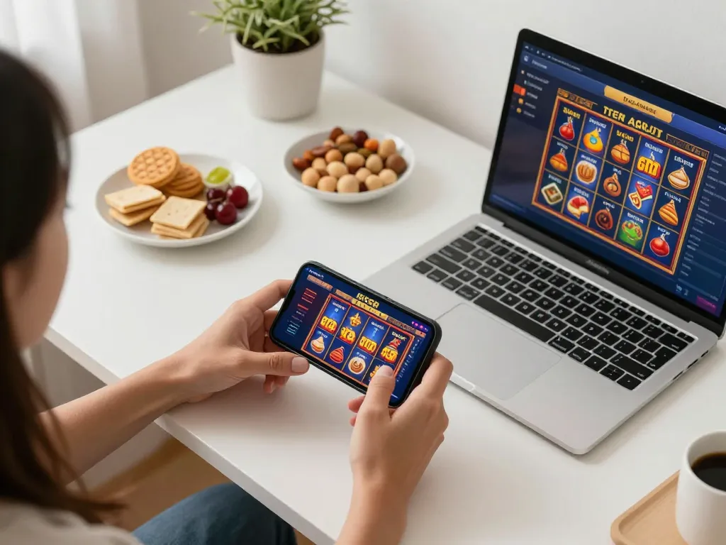 Engaging in slot gacor gameplay on a smartphone, showcasing vibrant graphics and strategy.
