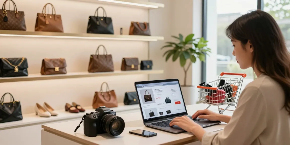 Shoppers enjoying a luxury experience at a 레플리카 쇼핑몰 featuring high-quality products.