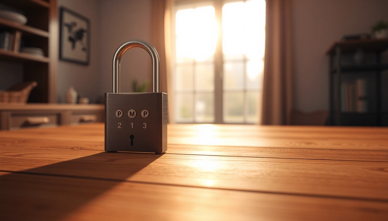 Locksta: Hochwertiges Schloss auf einem Holztisch, das Sicherheit und Eleganz ausstrahlt.