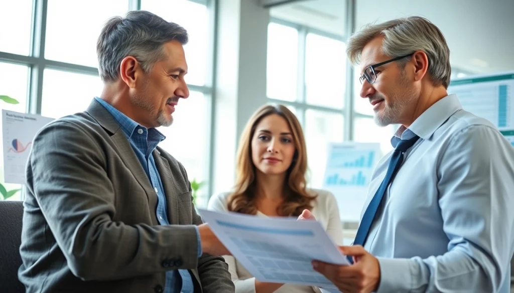 Engaging discussion about Life insurance options with a professional advisor and a couple.