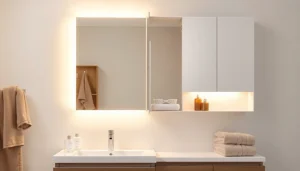 Finde deinen sonni Spiegelschrank mit modernem Design und praktischer Beleuchtung im Badezimmer.