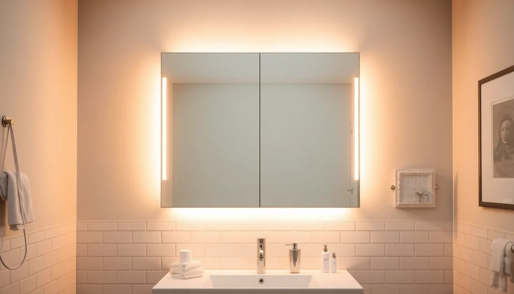 Entdecken Sie den sonni Spiegelschrank mit elegantem Design und integrierter Beleuchtung im Badezimmer.