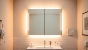 Entdecken Sie den sonni Spiegelschrank mit elegantem Design und integrierter Beleuchtung im Badezimmer.