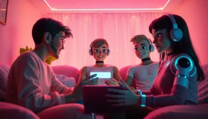 Engaging scene of sex chat AI interaction in a virtual chat room.