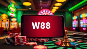 Enjoying the excitement of online gambling at W88 link with vibrant casino elements.