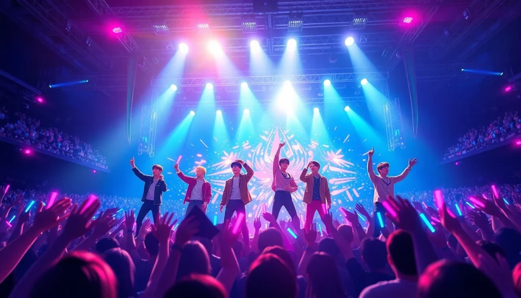 Exciting BTS news captured during a live concert showcasing members' energetic performance.