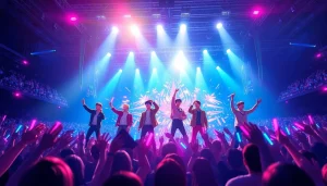 Exciting BTS news captured during a live concert showcasing members' energetic performance.